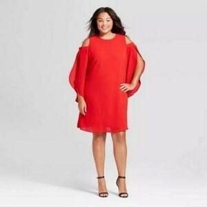 Ava&Viv Red Cold Shoulder Dress sz 2XL